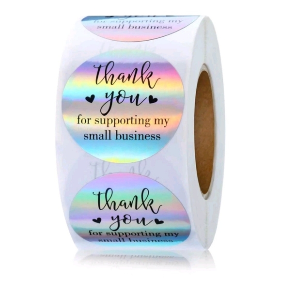 Onlinebodega Finds Other - Rainbow Laser Thank You For Supporting My Small Business Stickers 500pcs 1in